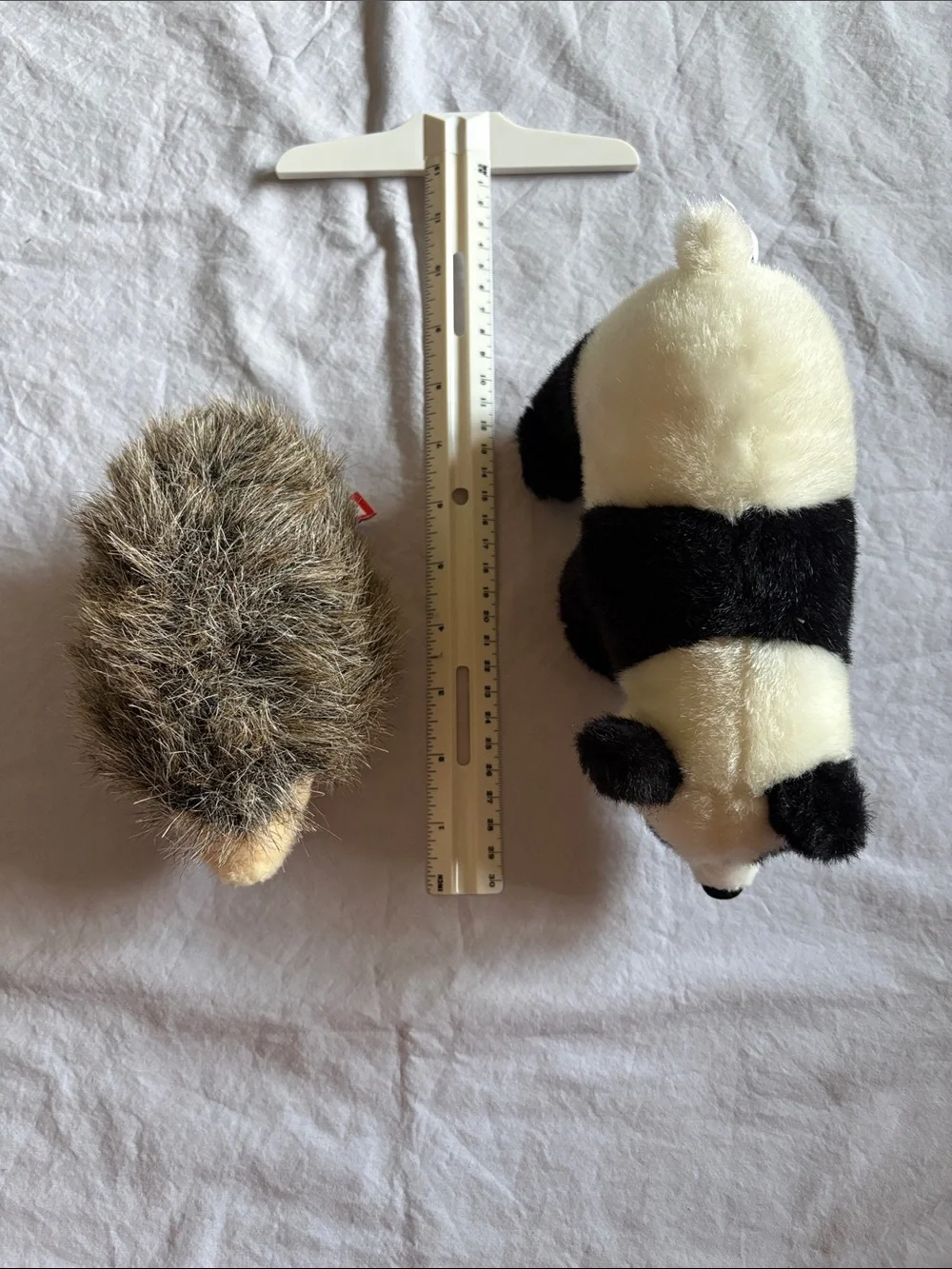 Plush Panda & Hedgehog Stuffed Toy Set - Black, White, Brown